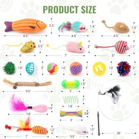 Cat Toys Variety Pack 20 Pieces Interactive Playtime Fun Pet Supplies - Picture 7 of 7